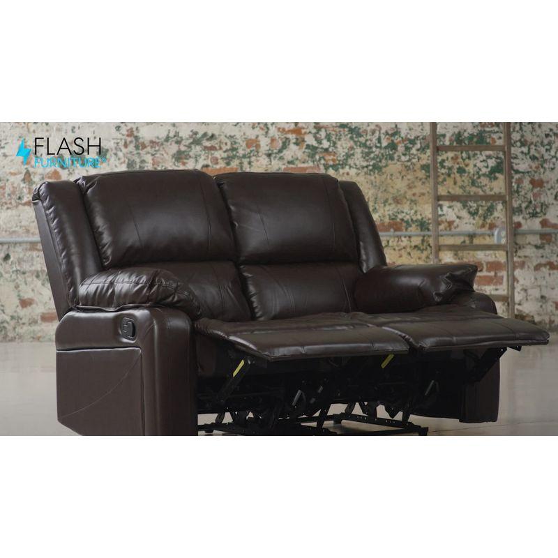 Flash Furniture Harmony Series Chocolate Brown Microfiber Loveseat with Two Built-In Recliners