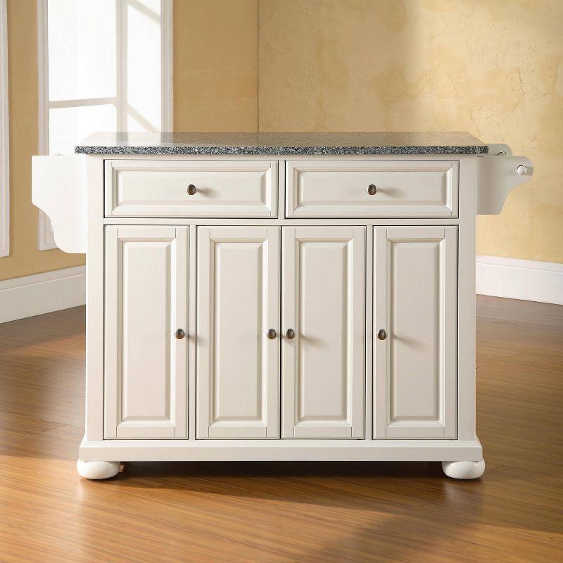 Alexandria Gray Granite Top Full Size Kitchen Island/Cart White - Crosley: Storage, Spice Rack, Towel Holder