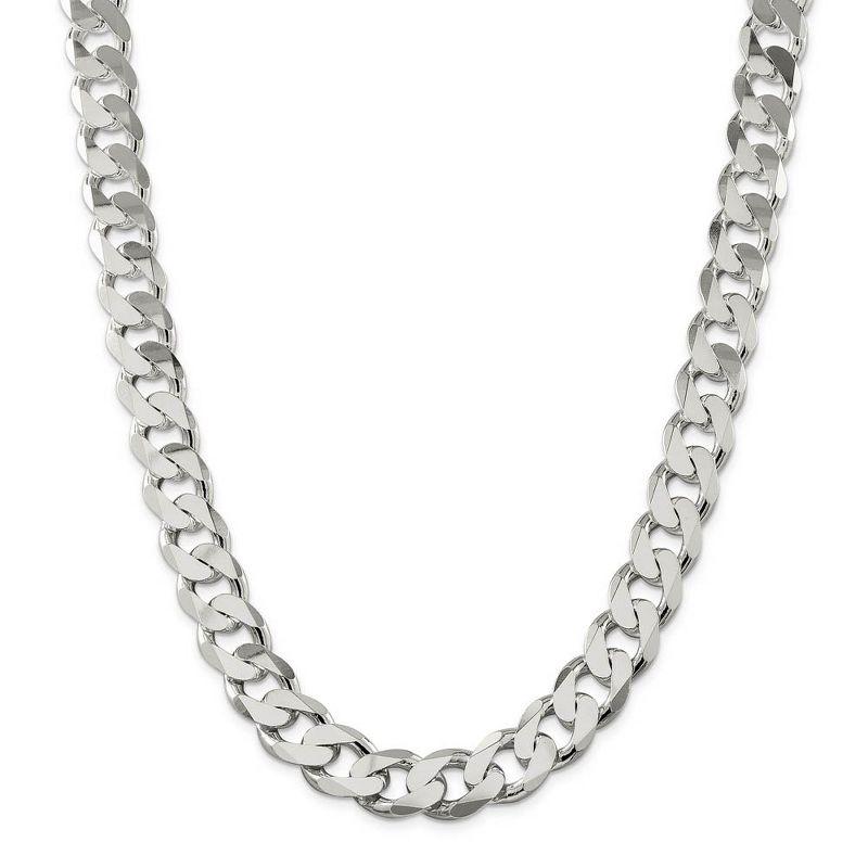 Black Bow Jewelry Men's 15mm, Sterling Silver Solid Flat Curb Chain Necklace, 26 Inch