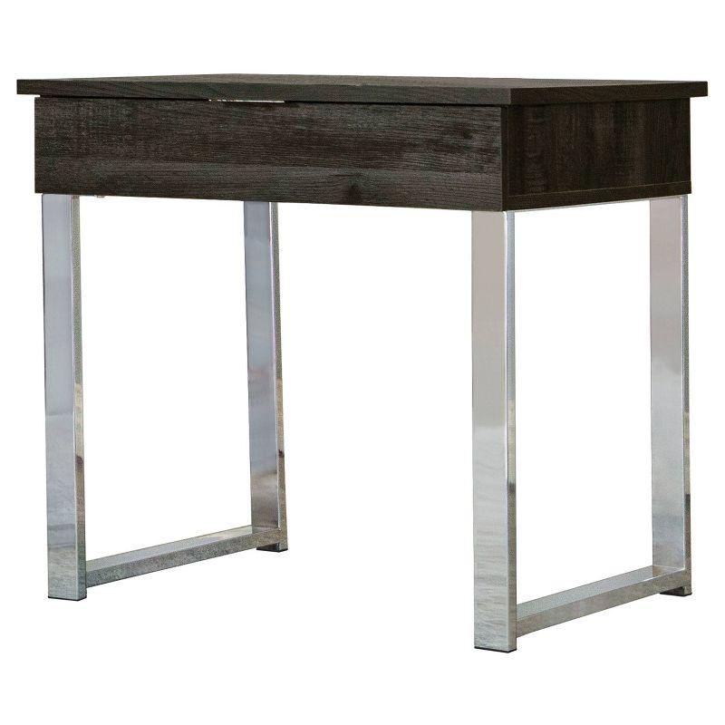 Transitional Charcoal Gray Square Wood & Metal End Table with Storage