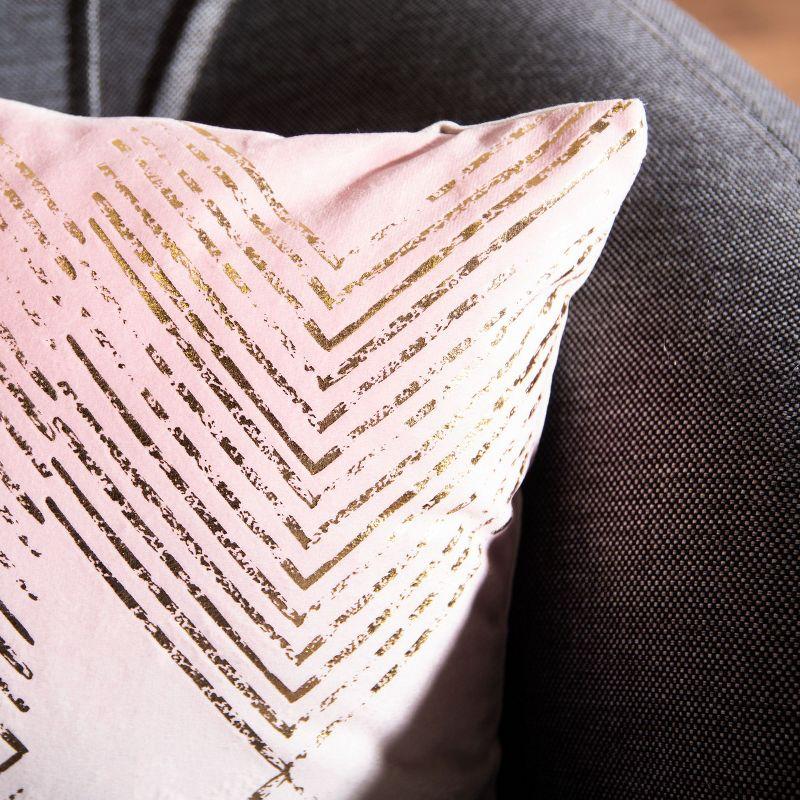 Blush and Gold Geometric Rectangular Accent Pillow