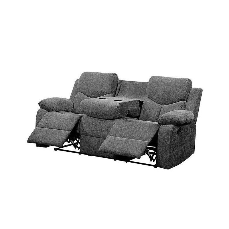 82" Kalen Sofa Gray Chenille - Acme Furniture: Upholstered Recliner, Includes 2 Accent Pillows