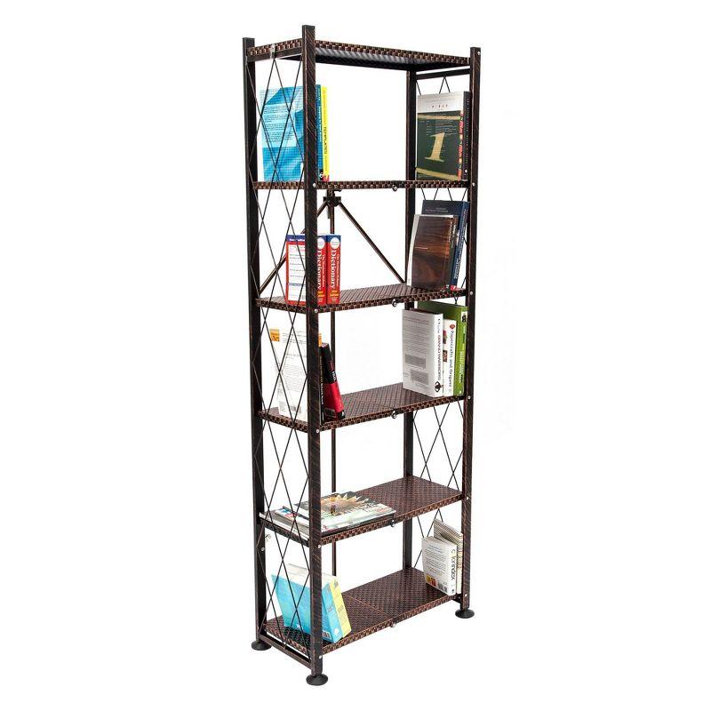 Origami 6 Tier Classic Stamped Steel Bookcase Organizer Storage Rack