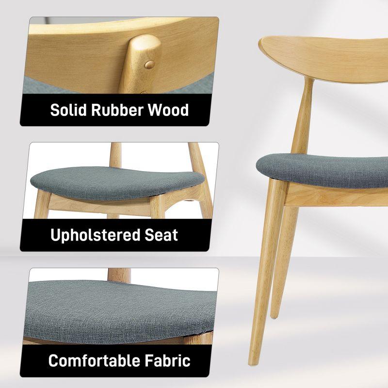 Christopher Knight Home Barron Mid Century Modern Rubberwood Fabric Upholstered Dining Chairs (Set of 2), Gray/Natural Oak