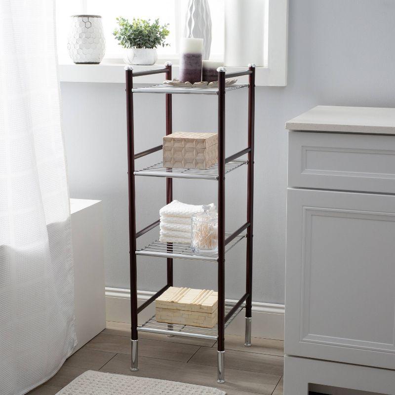 4 Tier Duplex Line Storage Tower Black - Organize It All: Metal Frame, Universal Shelving Unit, Easy to Assemble