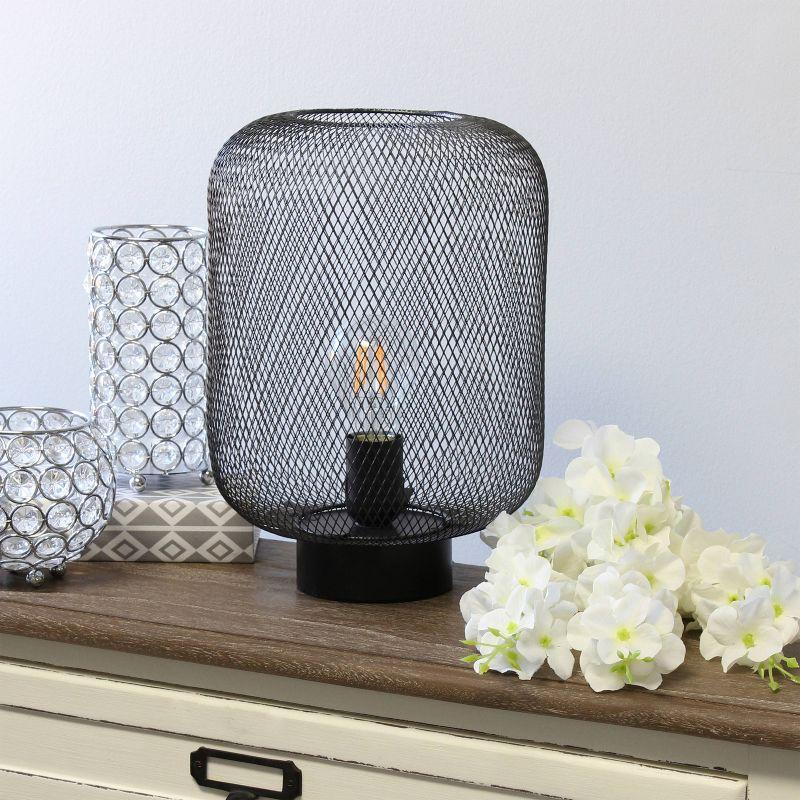 Metal Mesh Industrial Table Lamp Black - Simple Designs: ETL Listed, No Assembly Required