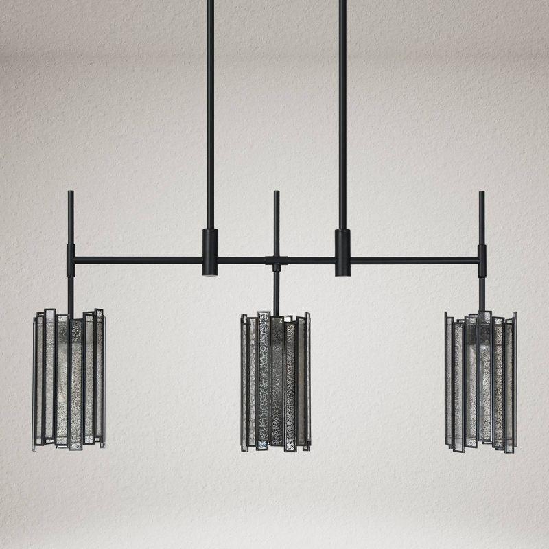 LNC Hemaaolay Matte Black Linear Mercury Glass Cylinder LED Kitchen Island Light