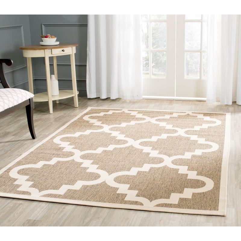 Brown and Beige Geometric Trellis Indoor/Outdoor Area Rug