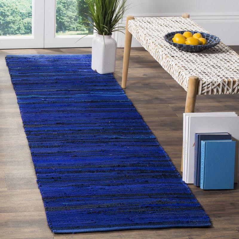 Rag Rug RAR130 Hand Woven Indoor Runner Rug - Blue/Multi - 2'3"x12' - Safavieh.