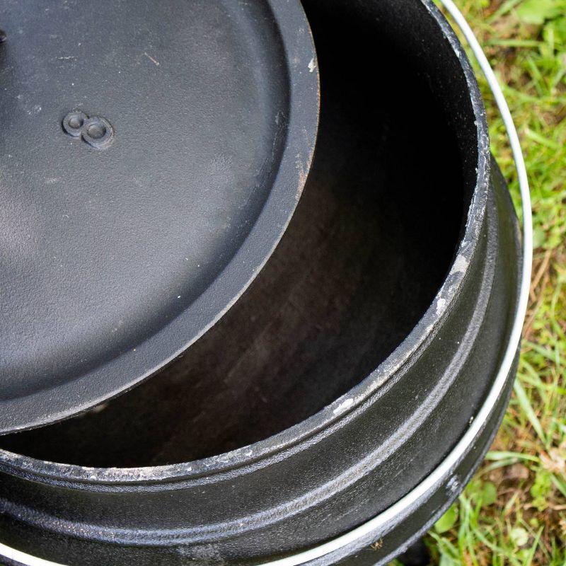Lehman's Campfire Cooking Kettle Pot - Cast Iron Potje Dutch Oven with 3 Legs and Lid, 15.25 inch, 4.75 Gallon