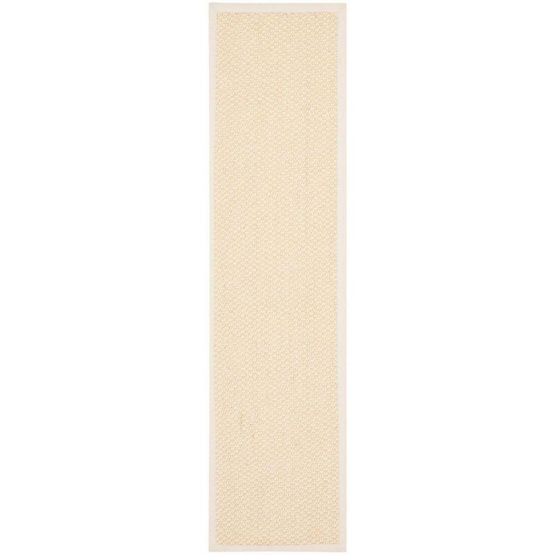 Cream Handwoven Sisal Runner Rug with Canvas Border, 2' x 8'