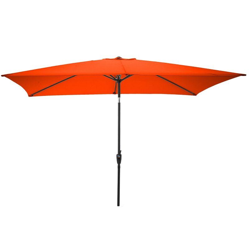 Pure Garden 10-ft Orange Rectangular Patio Umbrella with Black Steel Frame