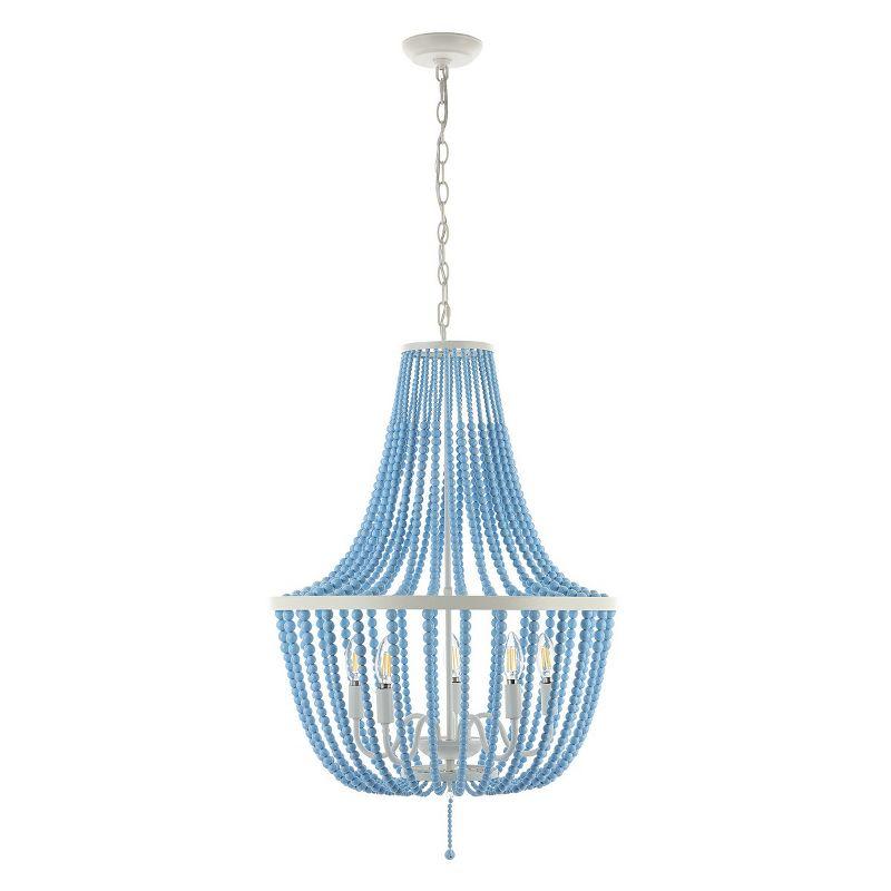 Elanie Cascading Blue Bead & White Metal LED Pendant Light