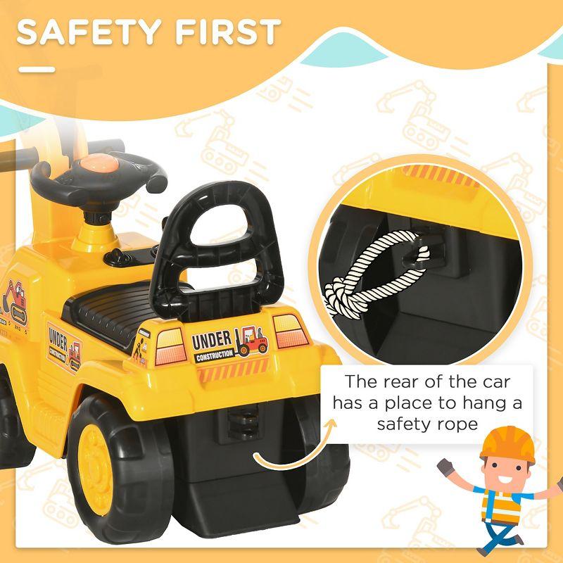 HOMCOM Kids Digger Ride on Truck with Horn, Under Seat Storage, Sit and Scoot Pretend Play Toy Construction Car for Ages 18-48 Months