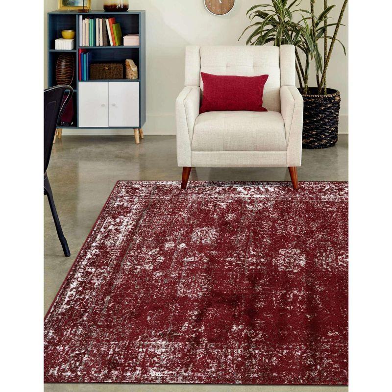 Burgundy Rectangular Synthetic Reversible Area Rug