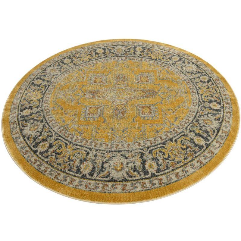 Unique Loom Baracoa Collection Area Rug - Prado (6'  Round Yellow/Ivory)
