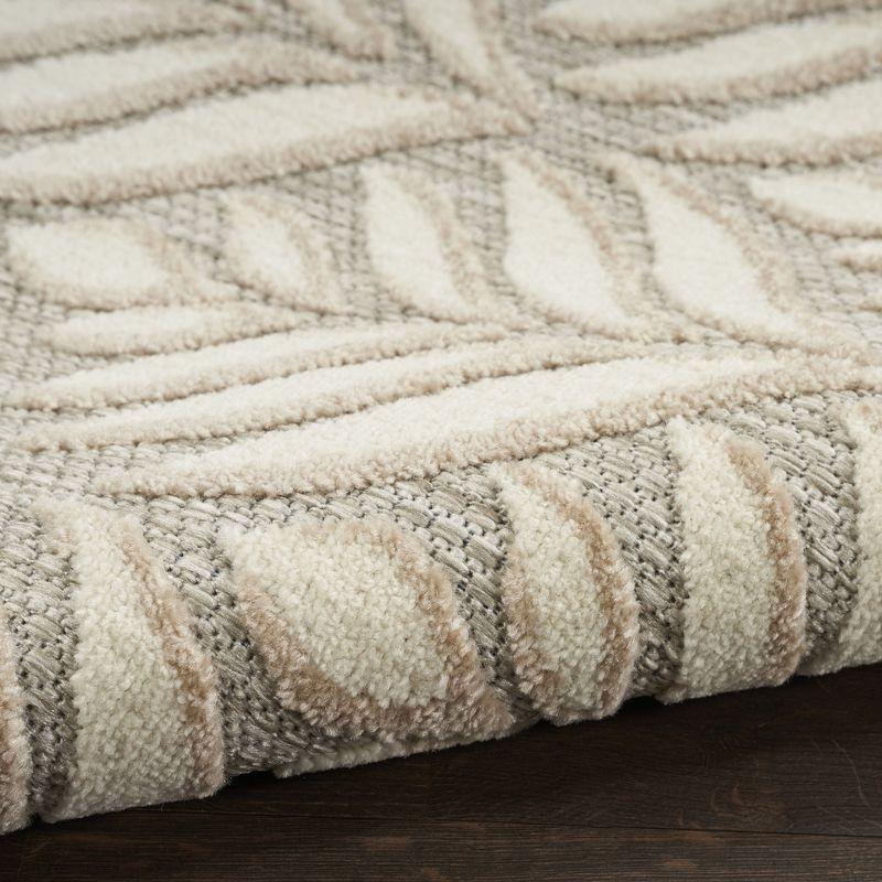 Nourison Aloha Tropical Palm Flatweave High-Low Indoor Outdoor Area Rug Ivory Grey 5'3" x 7'5"