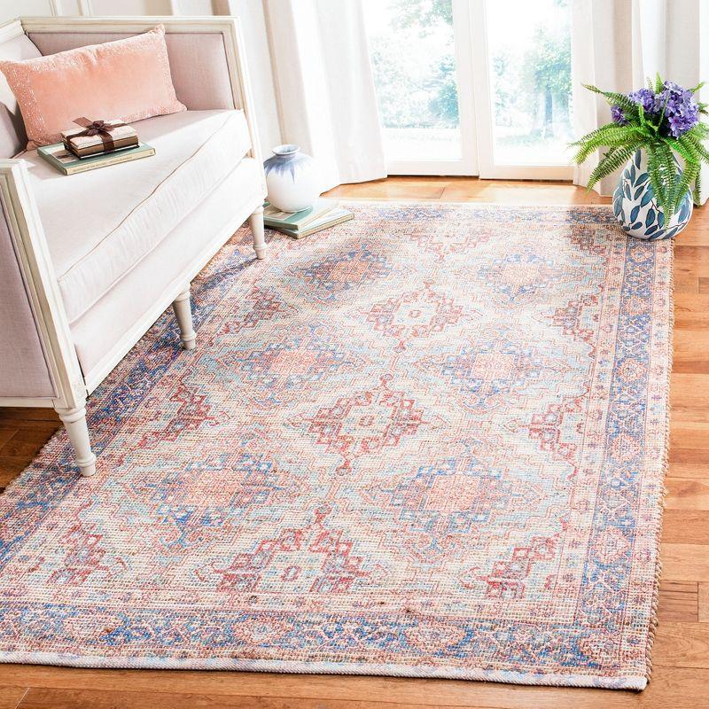 Bohemian Bliss Blue Oriental Hand-Loomed Cotton Rug 5'x8'