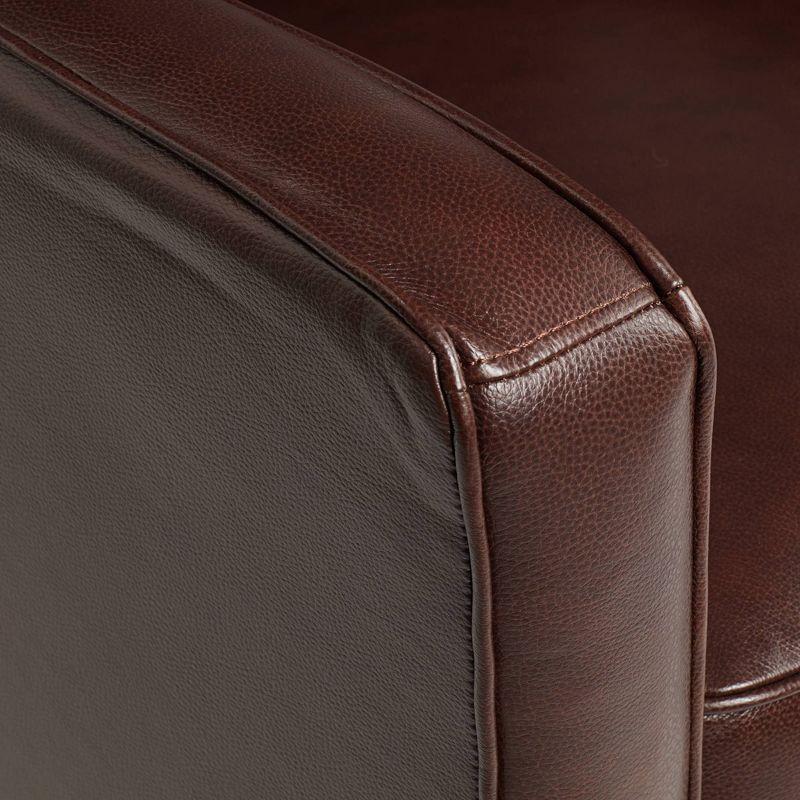 Elm Lane Livorno Chocolate Genuine Leather Recliner Chair Modern Armchair Comfortable Push Manual Reclining Footrest Tufted for Bedroom Living Room