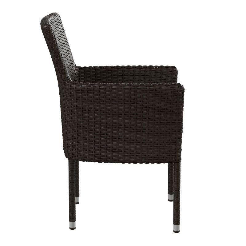 Flash Furniture Maxim Modern Espresso Wicker Patio Armchairs for Deck or Backyard, Fade and Weather-Resistant Frames and Cream Cushions-Set of 2