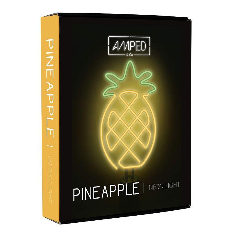 Amped & Co Pineapple Neon Desk Light, Yellow and Green