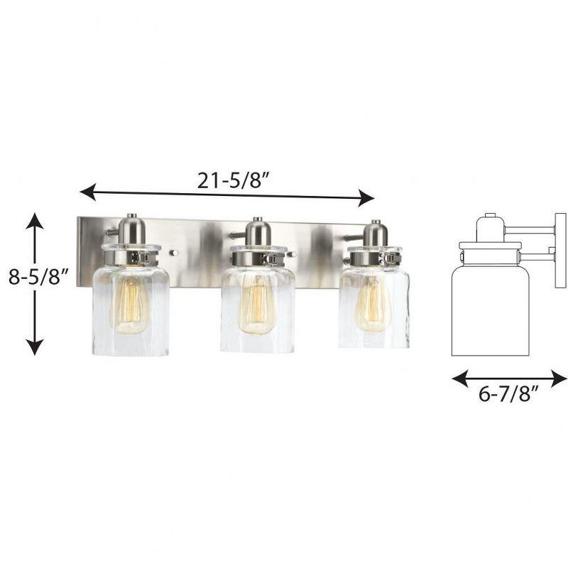 Progress Lighting Calhoun Collection 3-Light Bath & Vanity Wall Light, Brushed Nickel, Clear Glass Shade