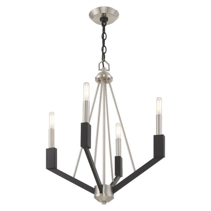 Livex Lighting Beckett 4 - Light Chandelier in  Brushed Nickel/Black