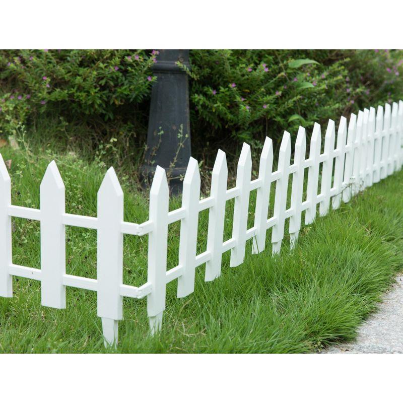 Gardenised Vinyl Wrought Iron- Look Garden Ornamental Edging, Lawn Picket Fence Landscape Panel Border, Flower Bed Barrier, One Piece