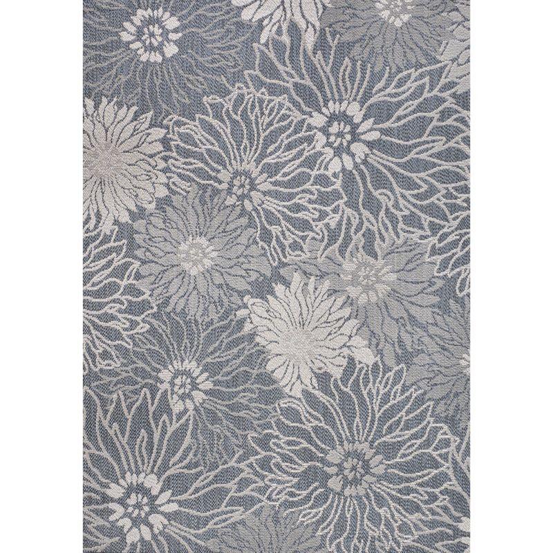 Modern Floral Gray Synthetic 5' x 8' Indoor/Outdoor Area Rug