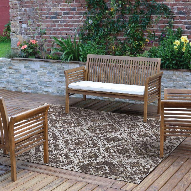 Taupe & White Distressed Lightweight Outdoor Rug 6'x8'