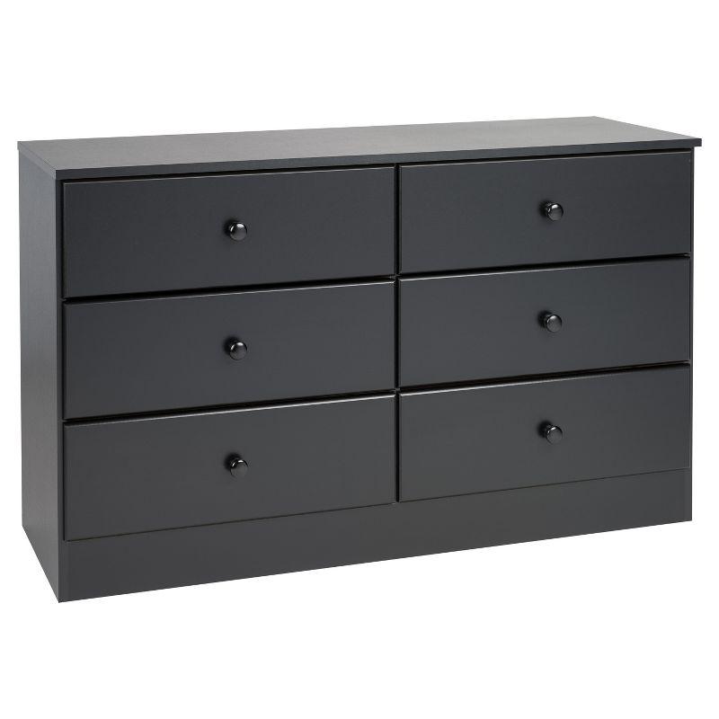 Prepac Astrid 6 Drawer Dresser Black: Laminated Wood Composite, Metal Hardware, Safety Stops