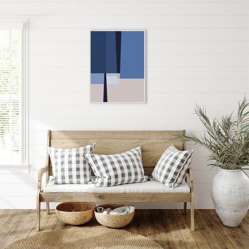 Amanti Art Blue Lines 1 by Alyson Storms Framed Canvas Wall Art