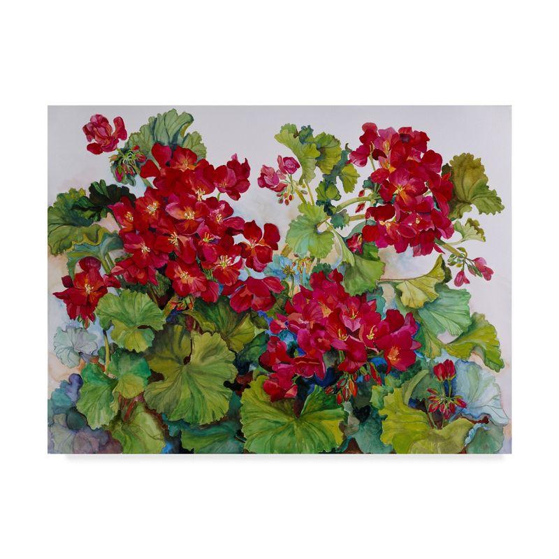 Joanne Porter " Deep Red Geraniums " by Joanne Porter