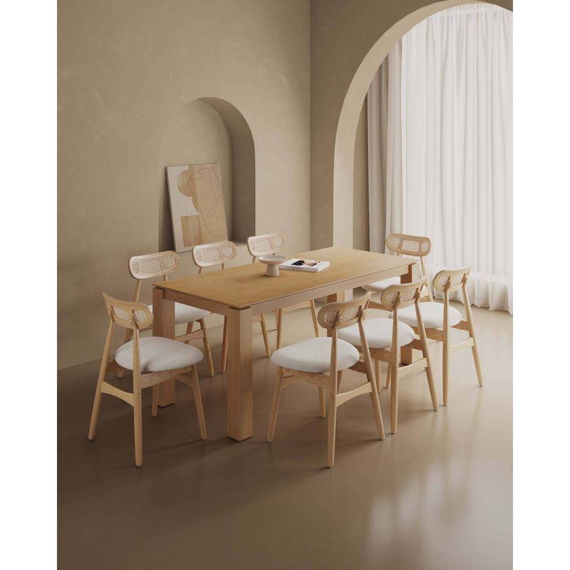 Manhattan Comfort 9pc 70.86" Rockaway and Colbert Rectangle Dining Set: Industrial Chic, Ash Wood, Foam Padded Seats