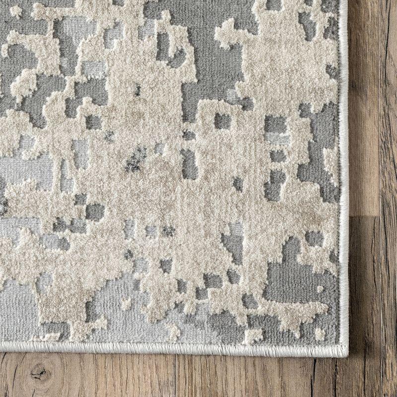 Chastin Gray Abstract 6' Square Synthetic Area Rug