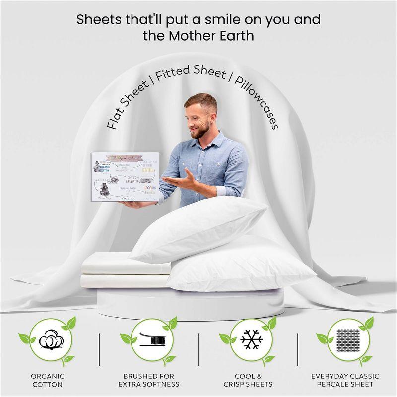 Purity Home Full 300 Thread Count Organic Cotton Percale Sheet Set Light Gray: Includes 1 Fitted, 1 Flat, 2 Pillowcases, OEKO-TEX Certified