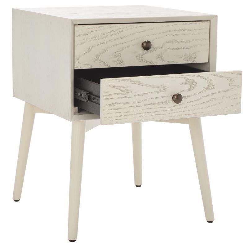 Scully 2 Drawer Nightstand - White Washed/Antique Gold - Safavieh