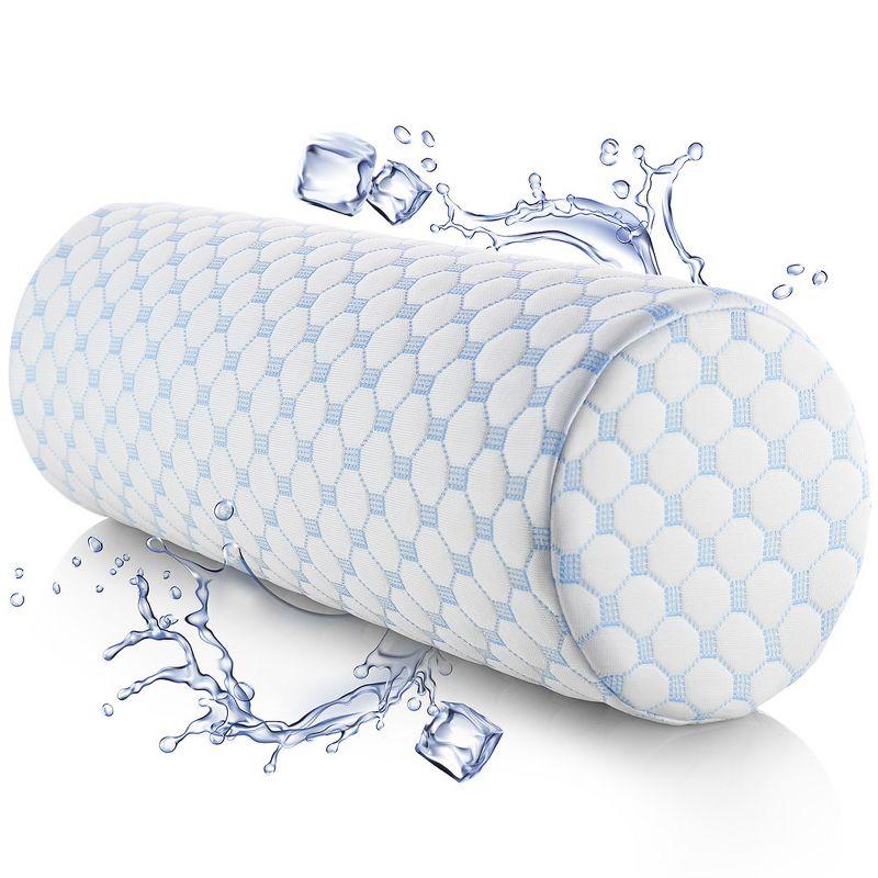 Nestl Firm Memory Foam Neck Roll Pillow with Cooling Cover