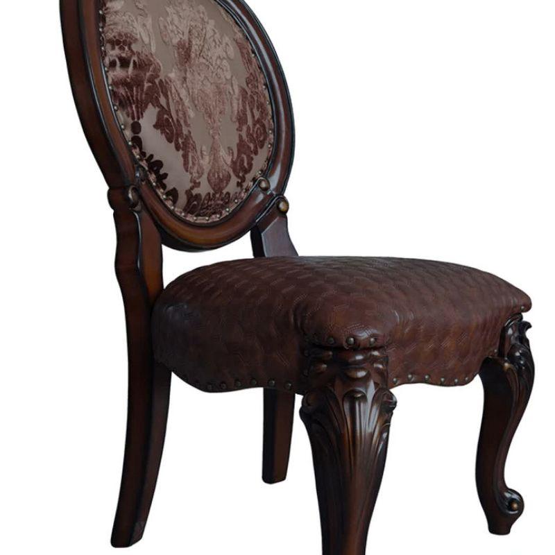 Versailles 21" Dining Chairs Cherry - Acme Furniture: Traditional Style, Button Tufted, Nailhead Trim