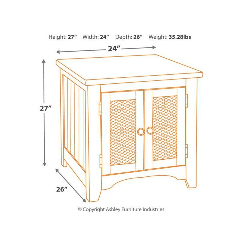 Wystfield End Table White/Brown - Signature Design by Ashley: Modern Style with Storage, Wood Legs & Double Doors