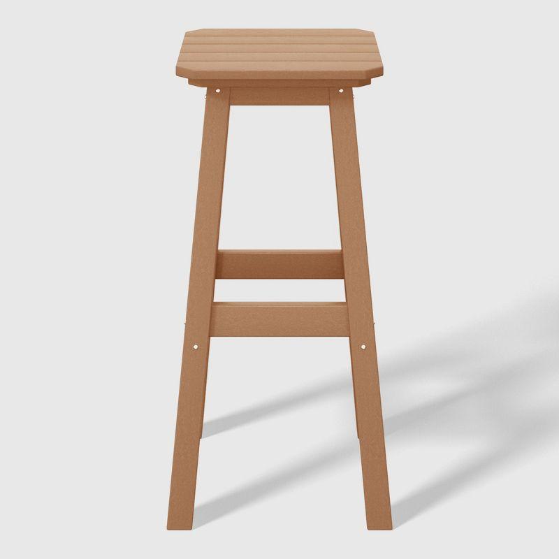 WestinTrends Malibu 29" All Weather Hdpe Outdoor Patio Square Backless Bar Stool (Set of 3), Teak