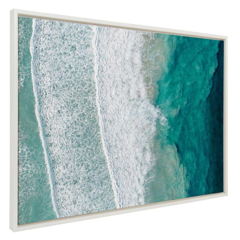 Oversized White Framed Ocean Waves Canvas Print