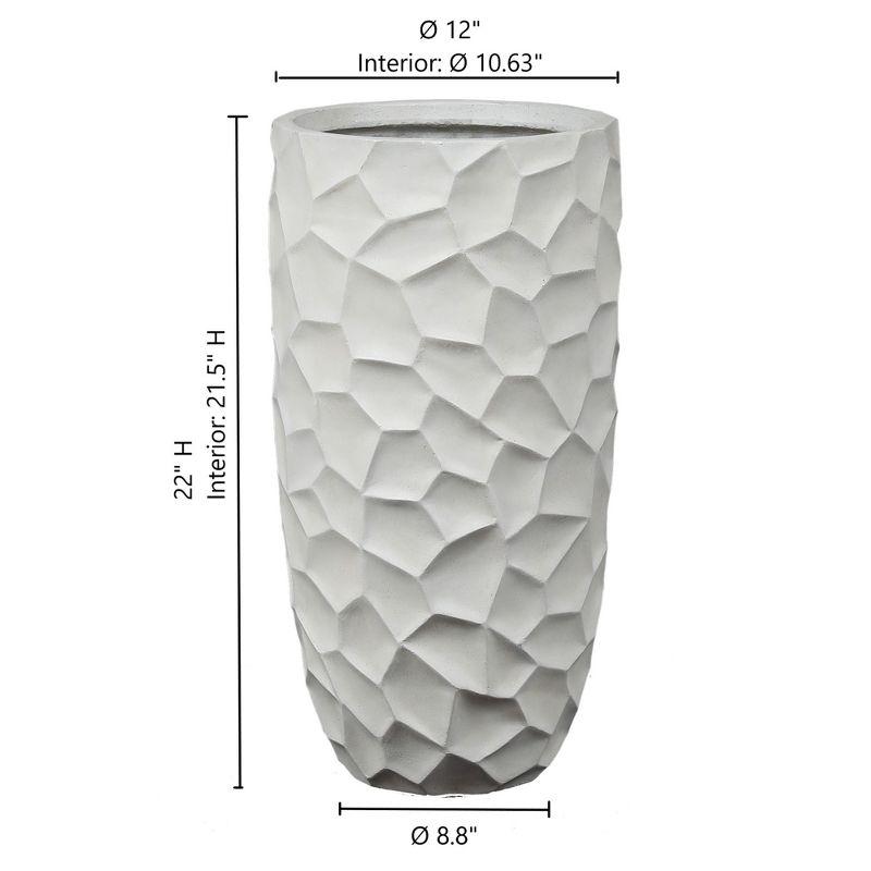 LuxenHome White MgO Geometric Pattern 22" Tall Round Planter