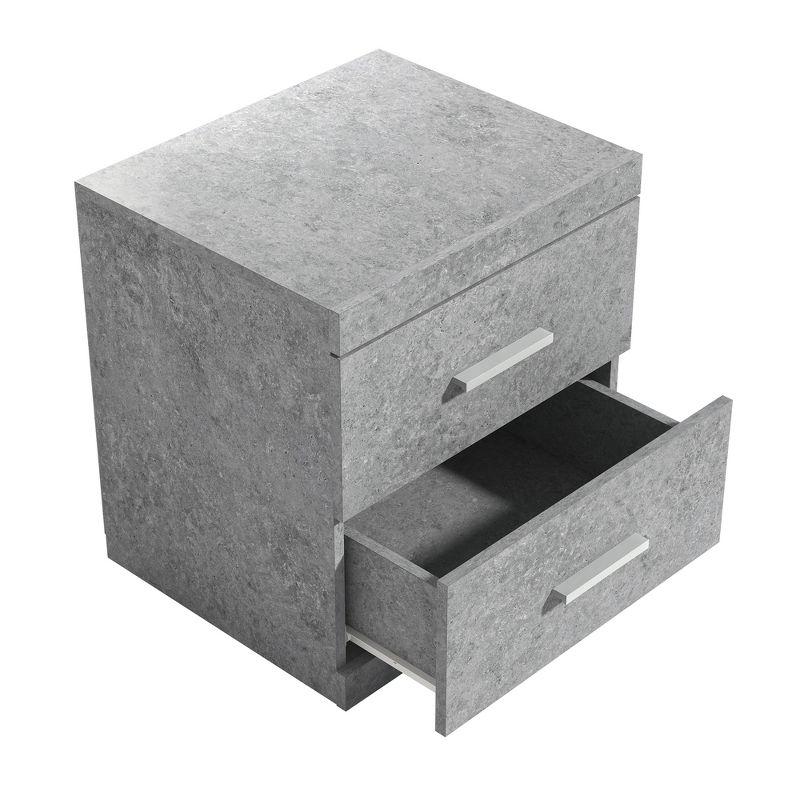 Galano Carmelo 2 Drawers Concrete Cool Grey Nightstand (20.3 in. H x 18.9 in. W x 16.3 in. D)