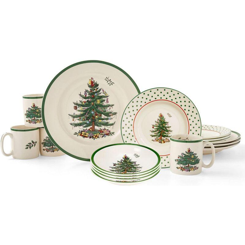 Spode Christmas Tree Polka Dot 16-Piece Porcelain Dinnerware Set