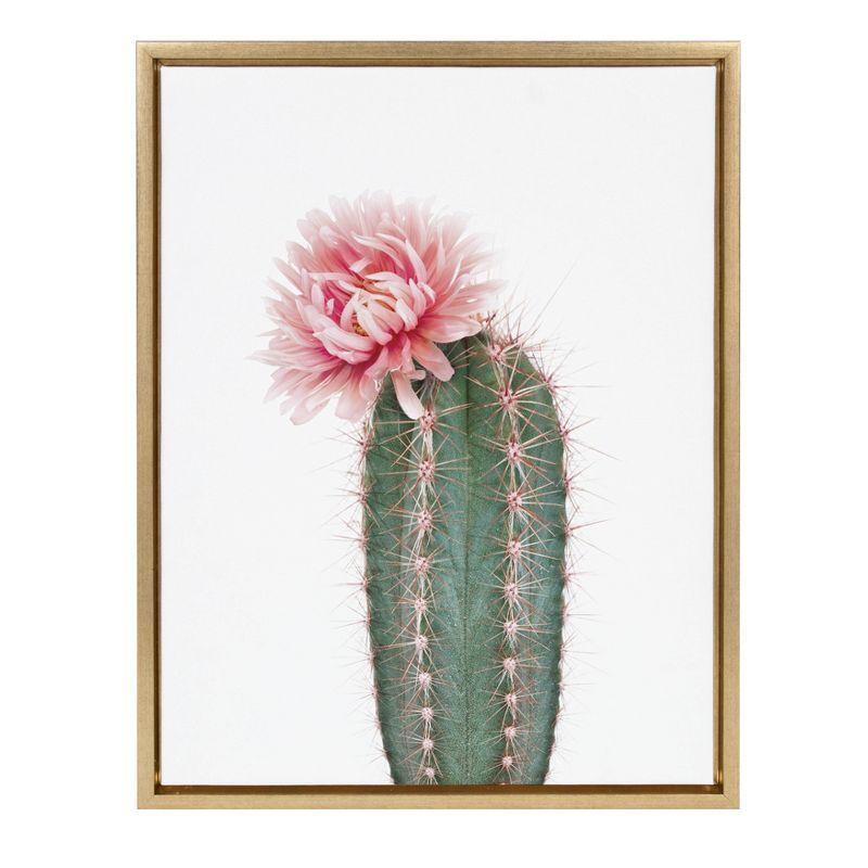 Pink Cactus Flower Framed Canvas Print, 18x24