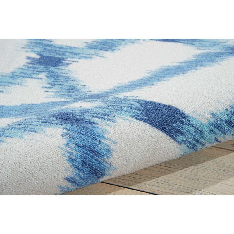 Aegean Blue and White Square Trellis Indoor/Outdoor Rug