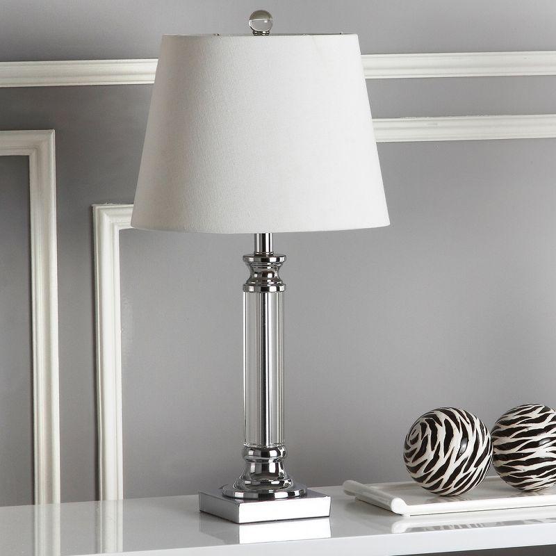 Elegant Zara Crystal Pillar Table Lamp Set with White Cotton Shade