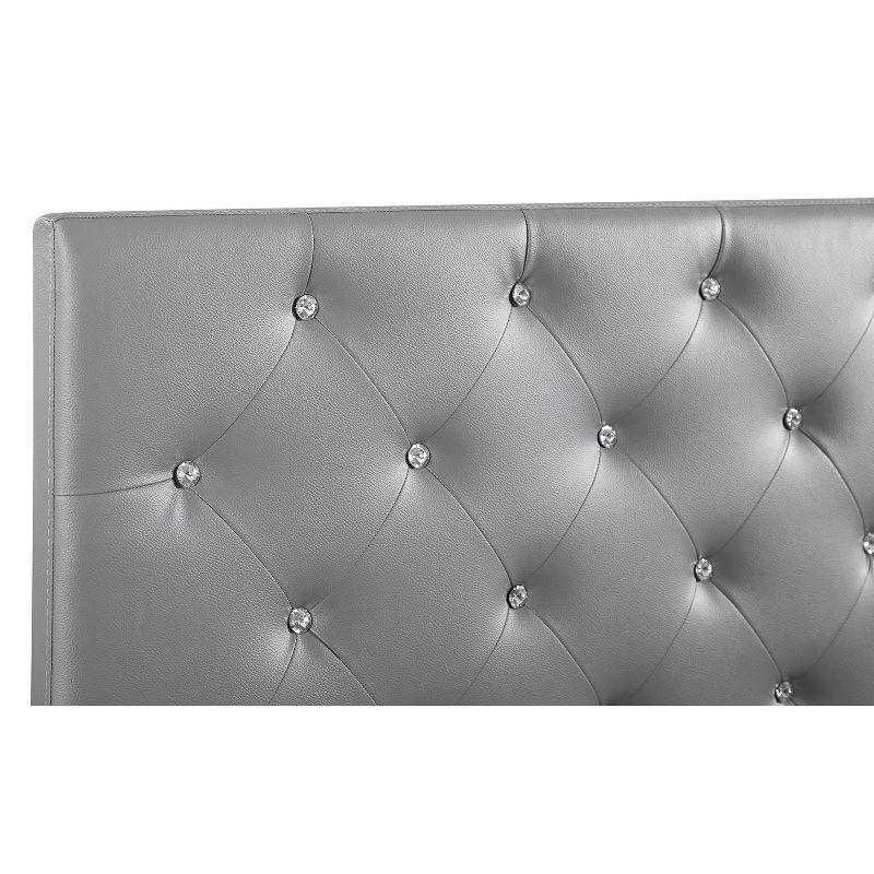 Light Grey Queen Upholstered Tufted Panel Headboard with Wood Legs