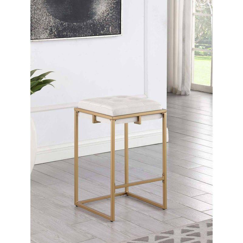 Coaster Set of 2 Nadia Modern Upholstered Square Counter Height Barstools Beige/Gold